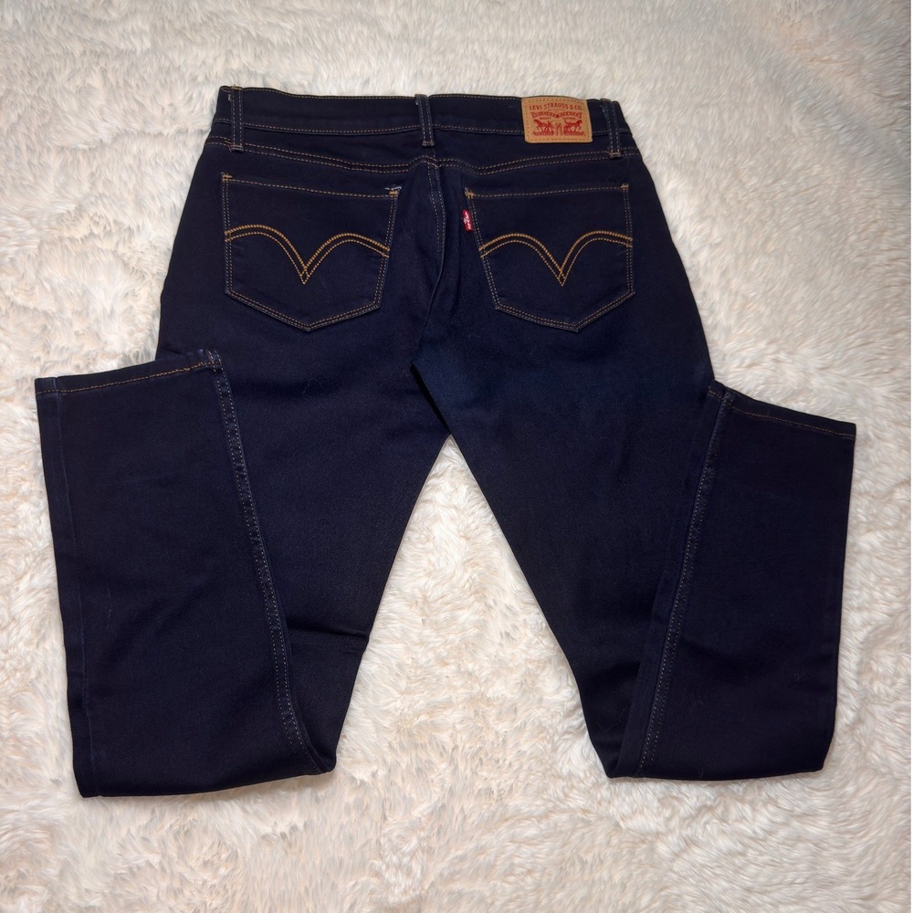 Levis 524 Skinny Jeans Womens 7 Dark Indigo Blue Low Rise Denim Pants - Picture 3 of 8